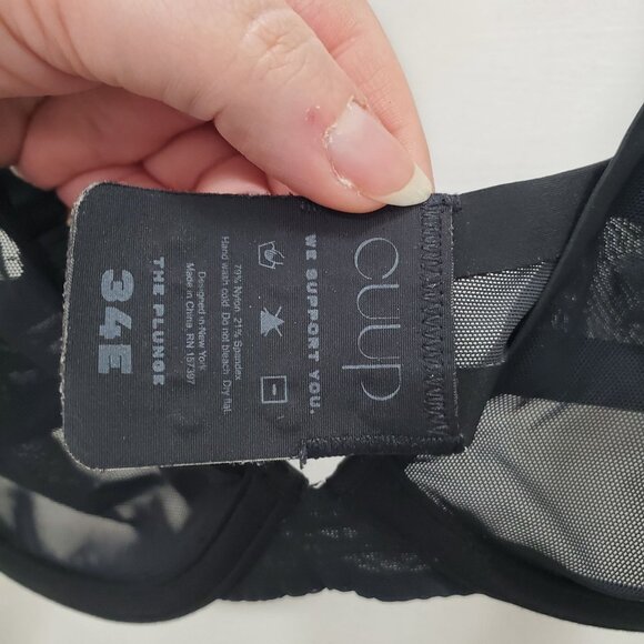 CUUP The Plunge Mesh Black Fully Sheer Unlined Underwire Bra Size 34E - Picture 3 of 4